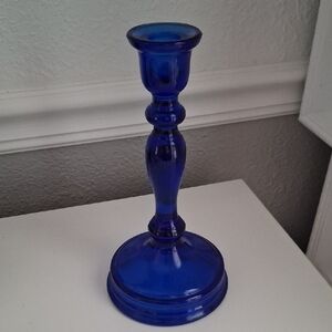 Antique Blue Glass Candle Holder